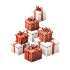 Obraz premium Stacked gift boxes with festive ribbons.