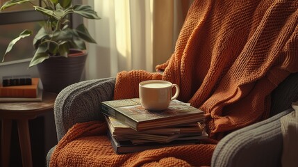 Cozy Reading Nook with Creamy Milk Tea