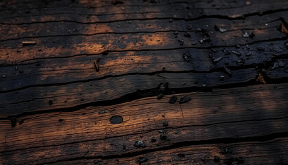 Fototapeta premium Detailed Burnt Wood Texture with Blackened Surface