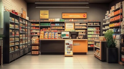 Modern Store Interior with Organized Shelves and Displays