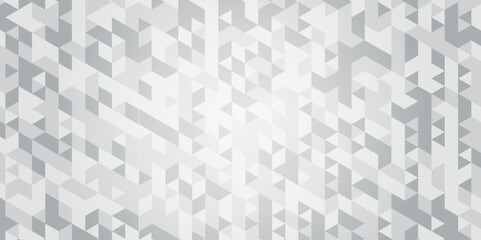 Abstract geometric white or gray background seamless triangular origami grayscale mosaic and low polygon triangle texture banner wallpaper.	
