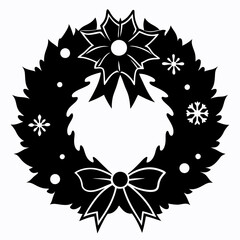 Christmas wreath Black silhouette