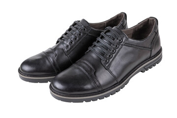 Classic Black Leather Lace-Up Shoes for Men - Stylish and Durable Footwear