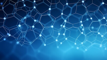 Fototapeta premium Blue abstract hexagonal pattern with light effects.
