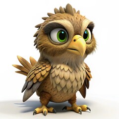 Fototapeta premium a hawk 3d render cute illustration on white background