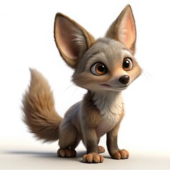 Fototapeta premium a jackal 3d render cute illustration on white background