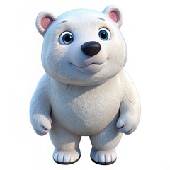a polar bear 3d render cute illustration on white background