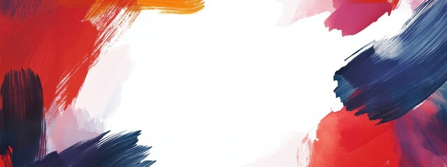 Bold brushstroke border banner, vibrant colors framing a large white center, perfect for announcements or decorative displays