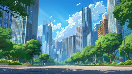 Obraz premium Picture of a quiet city, with a background of tall buildings, clean atmosphere, depicting peace in urban life
