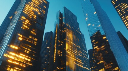 Illuminated Skyscrapers at Dusk