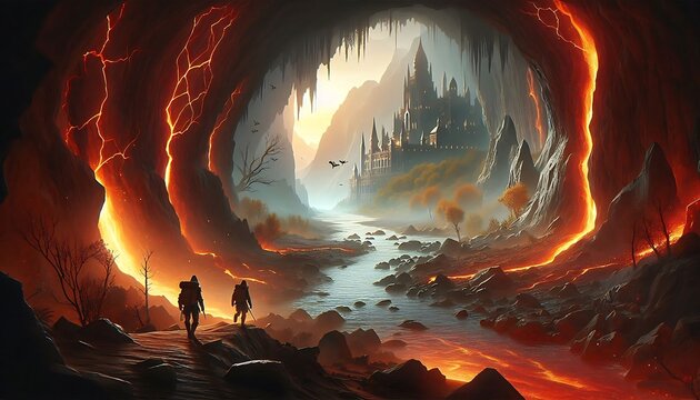 Lava Cave with Mountain View