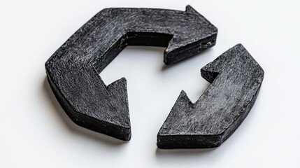 Obraz premium Black Wooden Recycle Arrows Symbol on White Background