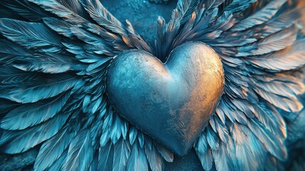 Fototapeta premium Enveloping Angel Wings with Heart Motif