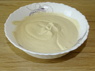 Homemade cashew cream in a bowl