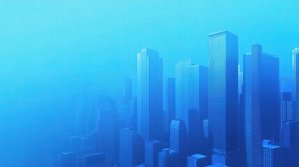 Urban Skyline in Blue Hues and Soft Lighting