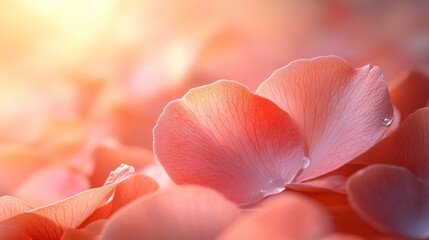 Close-Up of a Delicate Pink Rose Petal with Soft Focus Background in Golden Light