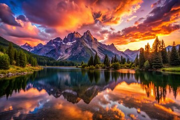 Breathtaking Mountain Range at Sunset - Scenic Landscape Photography