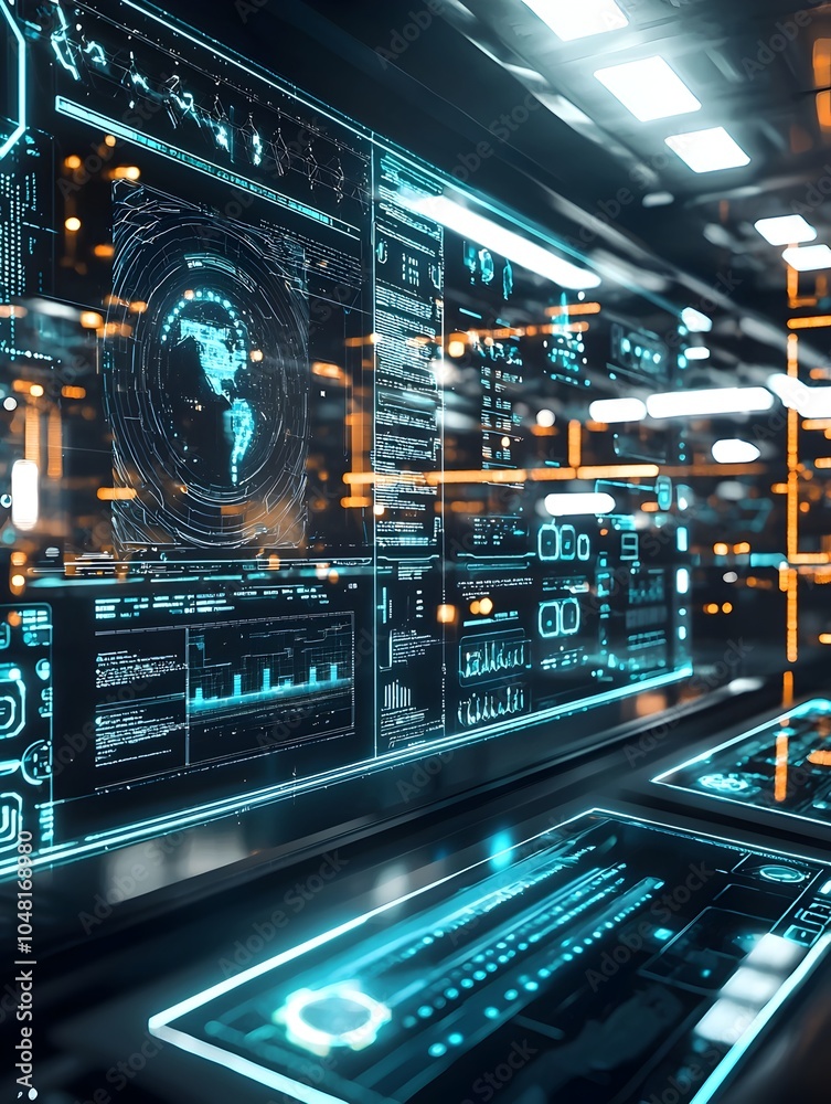 Wall mural futuristic ai powered control room symbolizing complex process automation and intelligence