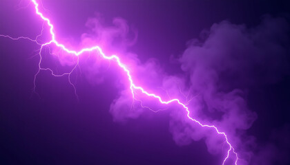 Electric smoke lightning effect, smoky tendrils in bright purple with subtle lightning sparks, powerful and atmospheric