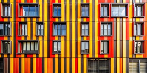 Brightly Colored Urban Building Facade with Vertical Stripes for Architectural Design Inspiration
