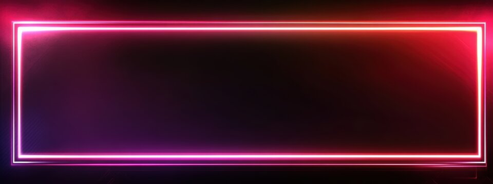 Neon Edge Banner, vibrant neon lights framing a sleek black center, perfect for modern events or promotions, eye-catching design element