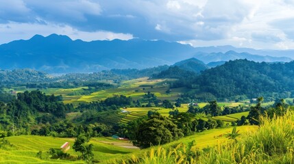 Obraz premium Tranquil Mountain Valley Landscape