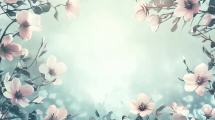 Pastel Floral Border Banner, delicate pastel flowers framing a crisp white center, ideal for elegant announcements or invitations