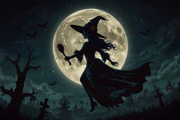 halloween background with witch