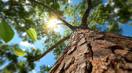 Fototapeta premium Sunlit Tree Bark Texture Close Up