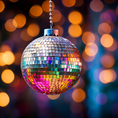 Obraz premium Christmas card blur background Disco ball party, ornament hanger