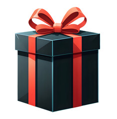 Obraz premium Elegant Black Gift Box With Bold Red Ribbon And Bow Perfect For Sophisticated Holiday Presents And Special Occasions Transparent PNG