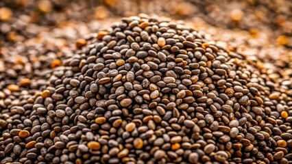 Obraz premium Chia Seeds Pile Texture - Top View Landscape Photography for Health and Wellness