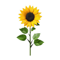 Obraz premium A low polygon style sunflower, isolate on a white background, featuring geometric shapes and a contemporary design. PNG