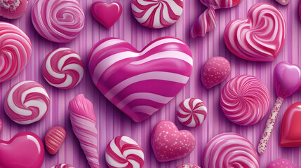 Fototapeta premium Seamless pink floral wallpaper design featuring swirling hearts and vintage rose patterns, perfect for adding a touch of love and elegance to any decor