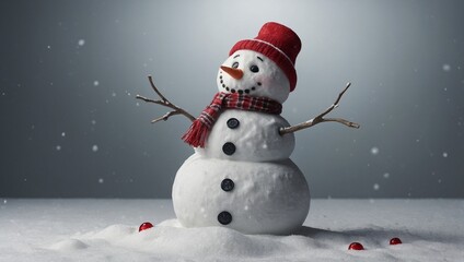 Fototapeta premium D Snowman isolated on white background