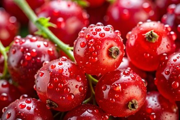 Close-up of Fresh Red Currant Berries for Immunity Boost - Macro Photography, Glossy Surface, High Quality 4K Footage
