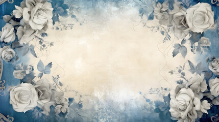 Vintage Floral Background with Blue Roses
