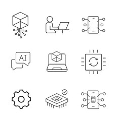 Machine icons Pixel perfect. System, brain, network. vector