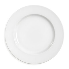 Empty white plate isolated on white background.