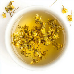 Top View of Greek Mountain Tea with Dried Flowers