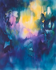 Obraz premium Ethereal Pastel Shapes in Contemplative Forest Glade Abstract Artwork