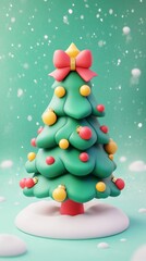Obraz premium Colorful Christmas tree with ornaments.
