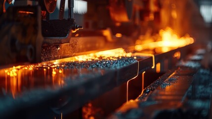 Molten Metal Pouring Through Industrial Machinery