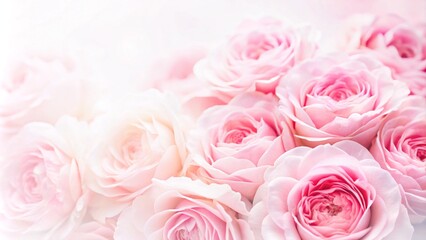 Obraz premium Beautiful roses flower border in soft vintage tone color with glitter romance background. Blurred background with pink roses is very nice, for backgrounds, congratulations, invitation