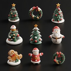 Festive holiday figurines on a dark background