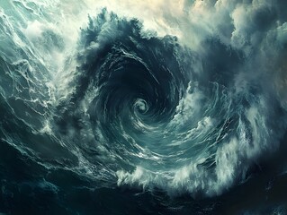 Sweeping Satellite Imagery of a Gigantic Hurricane System Dominating the Ocean with Mesmerizing Spiral Patterns of Dense Clouds and Chaotic Motion of