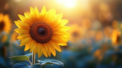 Fototapeta premium Golden Sunflower in a Field