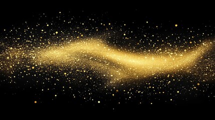 Golden Dust Particles on Black Background
