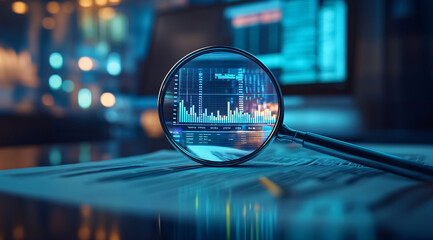 Business audit stock financial finance management on analysis data strategy with graph accounting marketing or report chart economy investment research profit concept