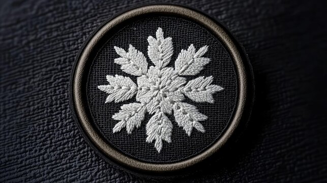 Embroidered Snow Patch on Black Background